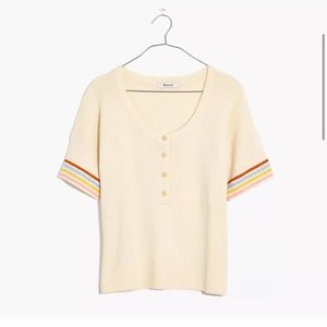 Henley Sweater Tee in Rainbow Stripe Madewell